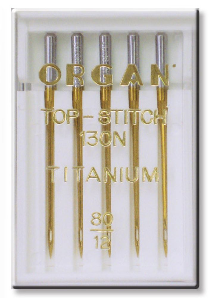 Иглы для бытовых швейных машин Organ Top-stitch Titanium 5 шт, в пенале, 5616080 80