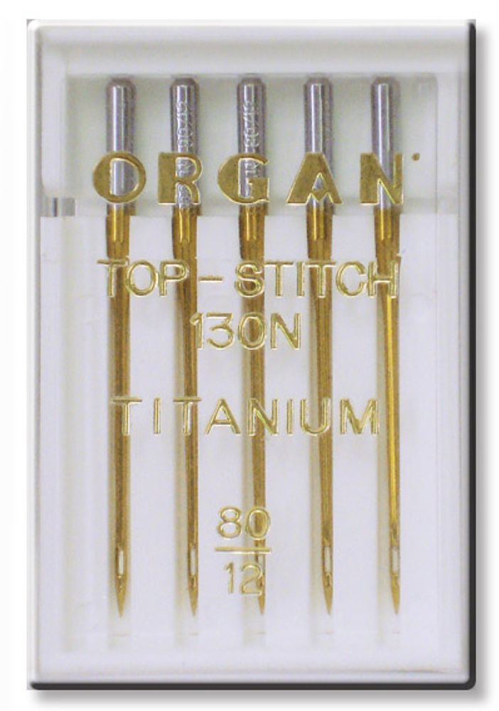 Иглы для бытовых швейных машин Organ Top-stitch Titanium, 5 шт, в пенале, 5616080 80