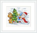 Набор для вышивания нитками МП Студия (Жар-птица), Праздничная ёлка, 11х13 см