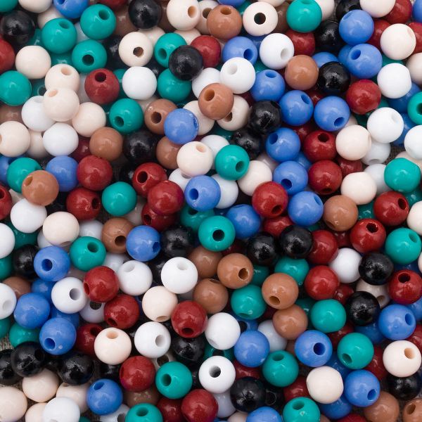 Бусины пластик ⌀6 мм, 50 г, микс цвета, круглые, Astra&Craft (микс), 1AL121-1