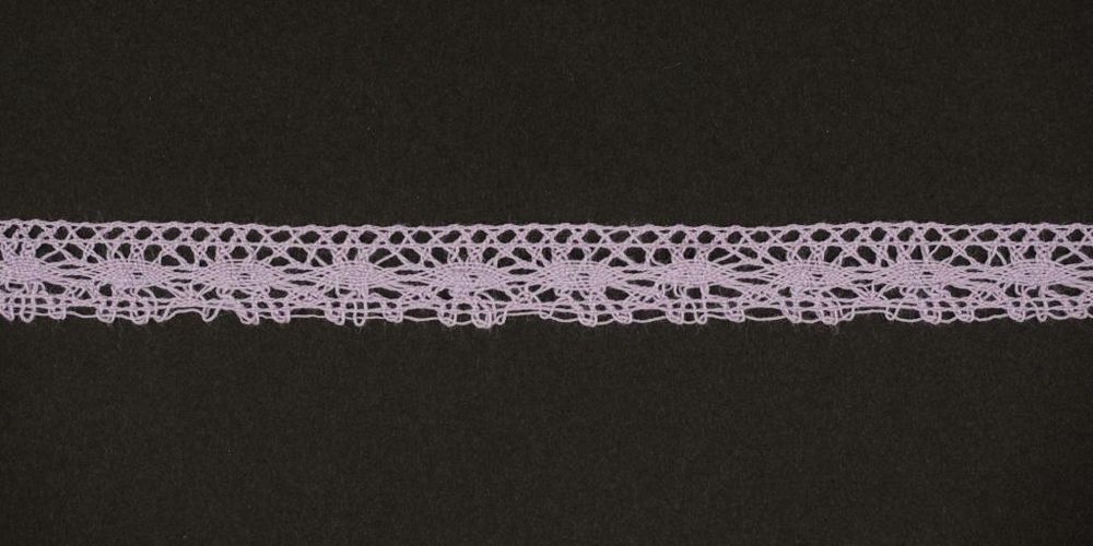 Кружево вязаное (тесьма) 13 мм, цв.св.фиолетовый, Alfa (AF-359-027), 25 метров, AF-359-027