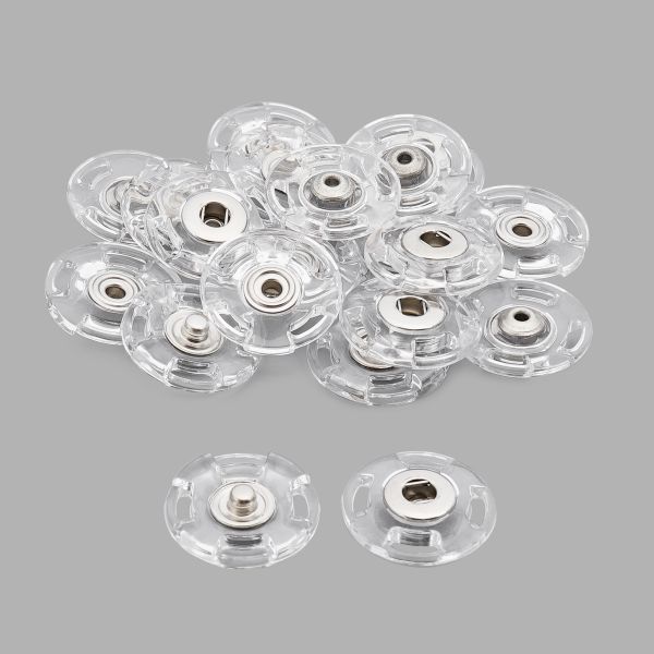 Кнопка пришивная ⌀25 мм, пластик, clear, 10 шт