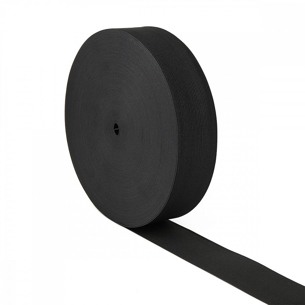 Резинка вязаная 50.0 мм / 40 метров, стандартная 3.9-4.3 г/п.м., черный