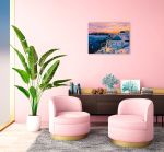 Алмазная (кристальная) мозаика Фрея ALPD-150, на подрамнике Закат на Санторини, 40х30 см