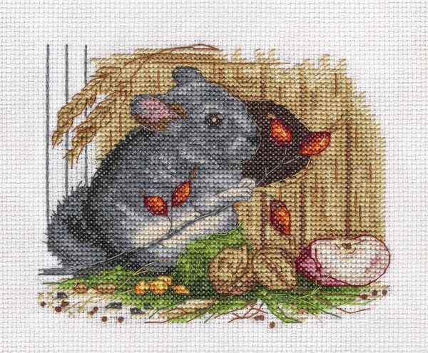 Набор для вышивания нитками Klart, Шиншилла, 15х13 см