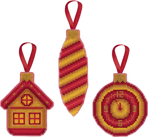 Набор для вышивания нитками Klart, Новогодние игрушки. Родом из детства, 8х9 см