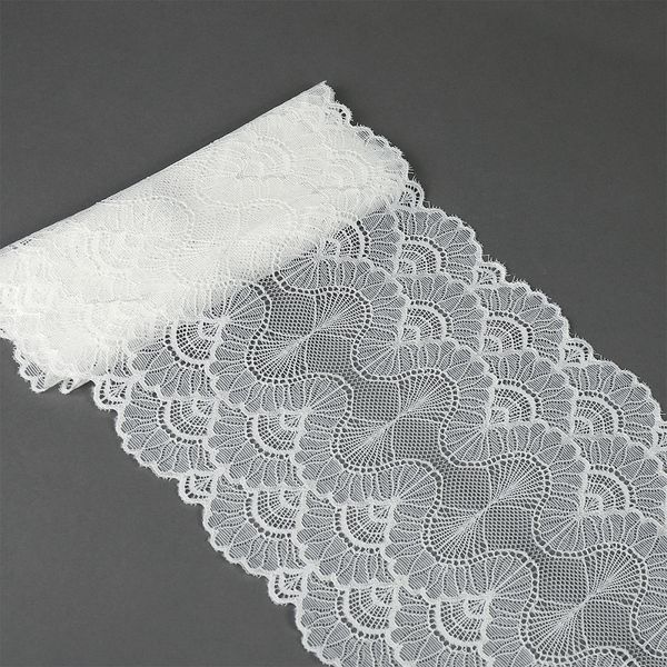 Кружево бельевое эластичное 195 мм / 10 м, цв.01 белый, Kruzhevo