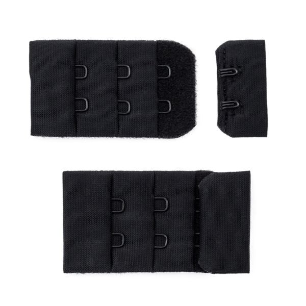 Текстильная застежка с крючками 3х2, для бюстгальтера, 30мм (черный), A0300.030, 25 шт