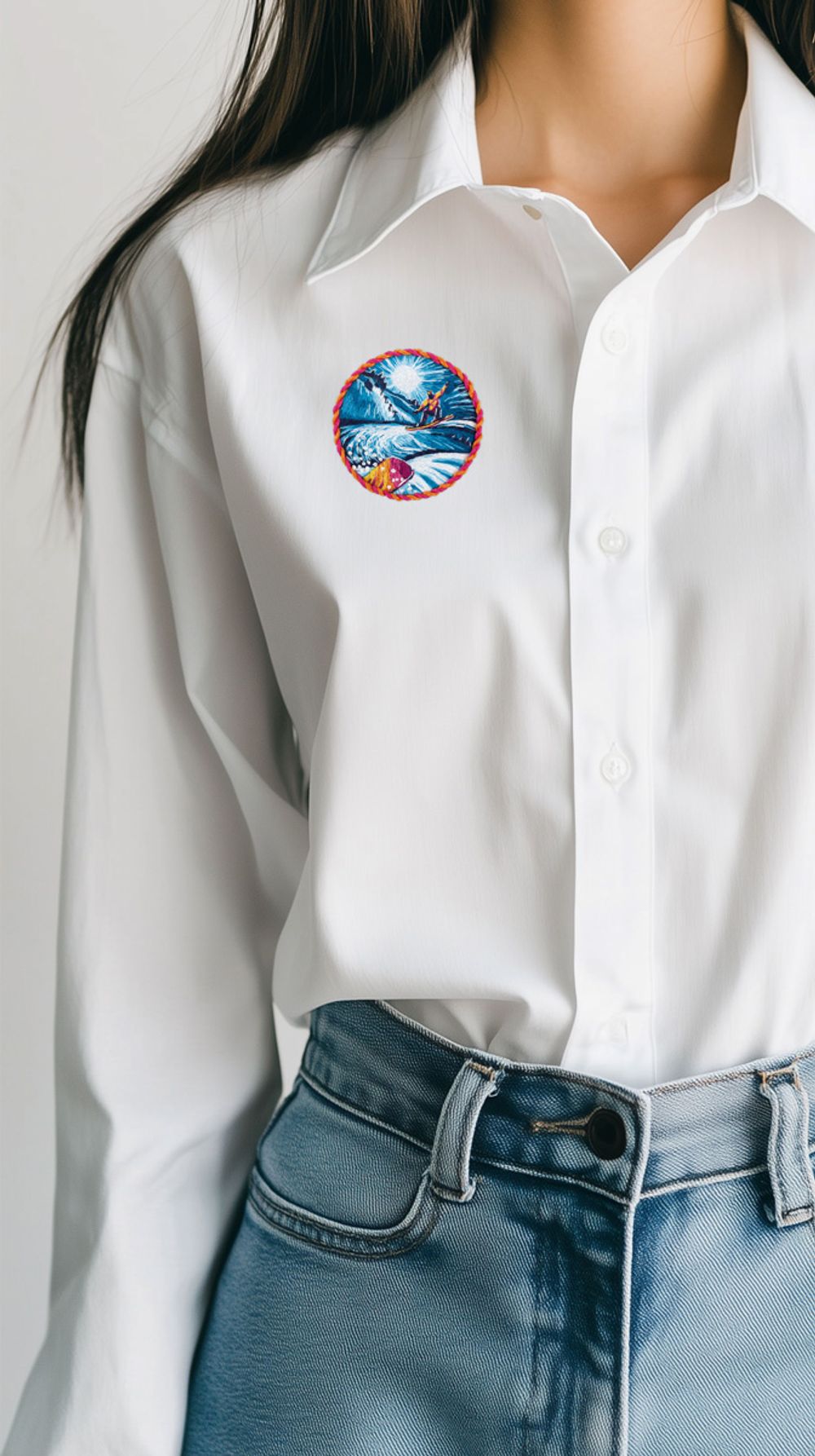 Набор для вышивания нитками Panna Живая картина JK-2337, Брошь. Сноуборд, 5.5х5.5 см