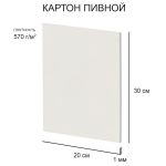 Картон пивной 1 мм, 570 г/м², 20х30 см, 20 шт, белый, Love2art KLP-25