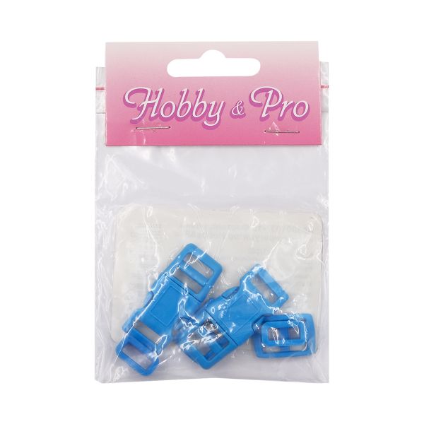 Фастекс (пряжка трезубец), рамка и рамка-регулятор 10мм, пластик, (2 компл.) Hobby&Pro, голубой, A03001037-10