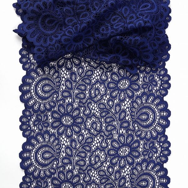 Кружево бельевое эластичное 205 мм / 25 м, TBY.YSTL00839, цв.L1832 синий, Kruzhevo