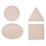 Набор заплаток пришивных из кожи, круг, квадрат, треугольник, овал 6см, с перфорацией, 4 шт (06 бежевый), 9723