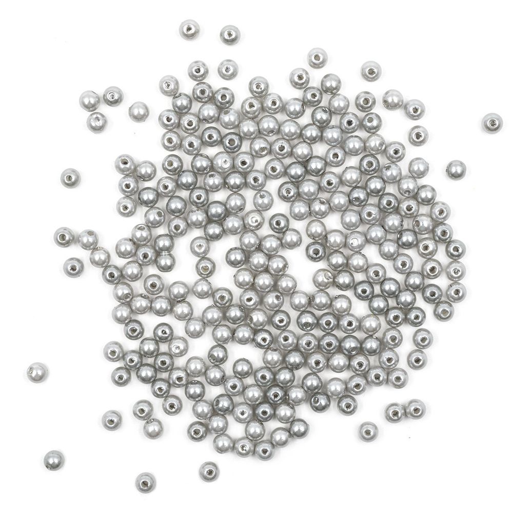 Бусины пластик (жемчуг) ⌀6 мм, 25 г, Astra&Craft, 031 NL серый