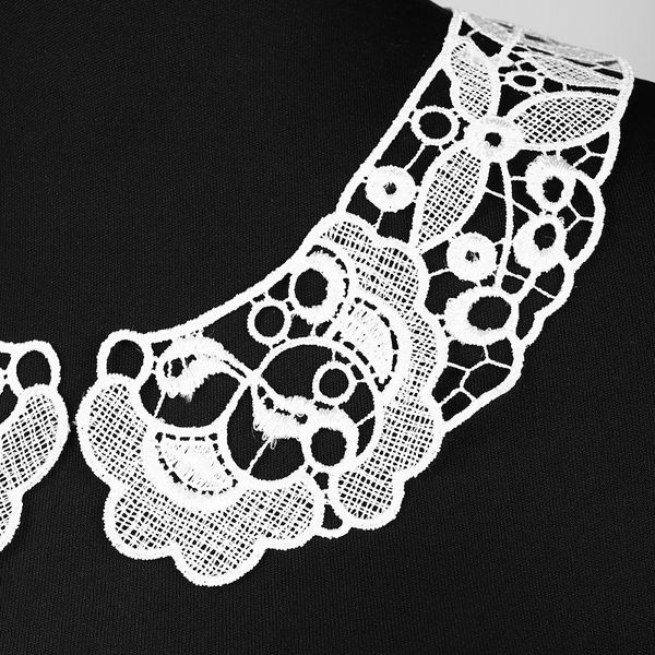 Пришивной кружевной воротник гипюр арт.TR.24GY04 25х7см цв.белый уп.50 комп, Kruzhevo