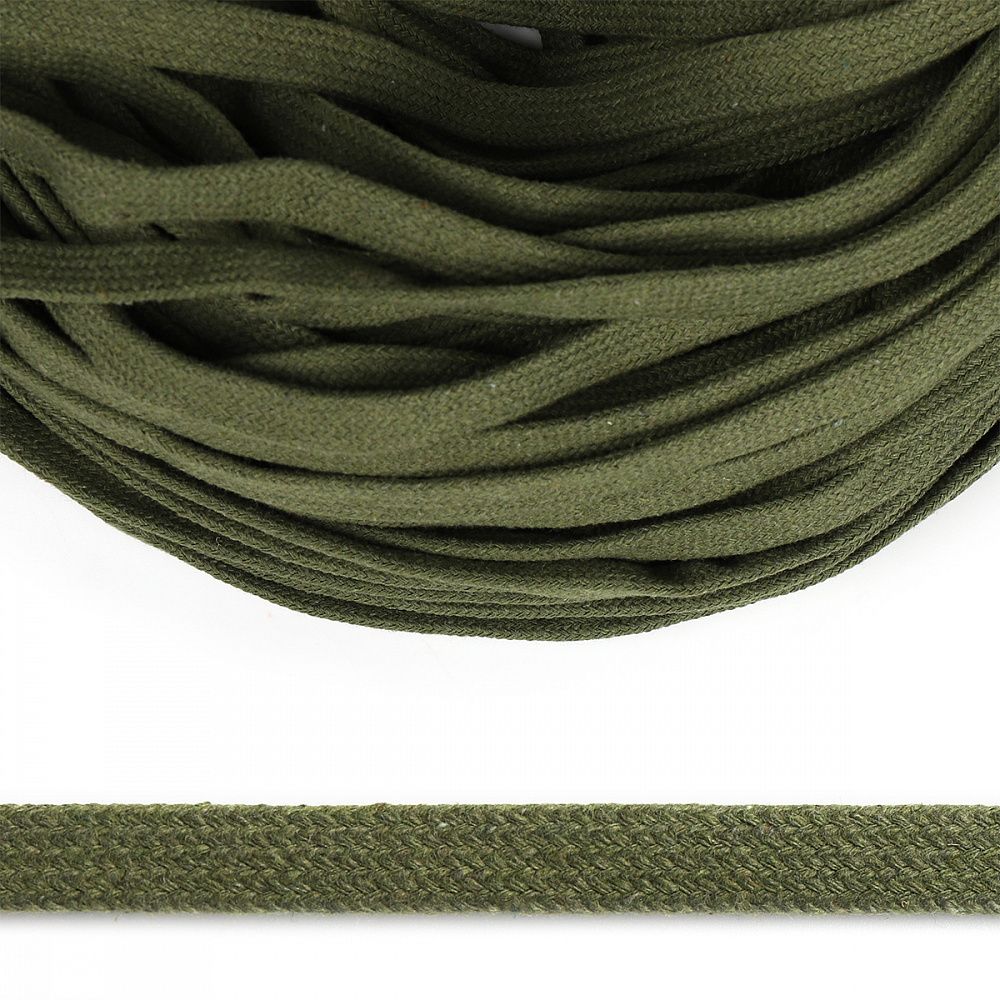 Шнур плоский плетеный х/б 12.0 мм / 50 метров, классическое плетение TW цв.021 хаки, 50м