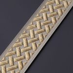 Лента (тесьма) жаккардовая 35.0 мм / 10±0.5 метров, бордюр Плетеный орнамент 35274 V7 золото