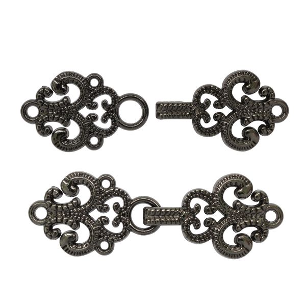 Крючки пришивные декоративные 59х20 мм, pewter, 6 шт