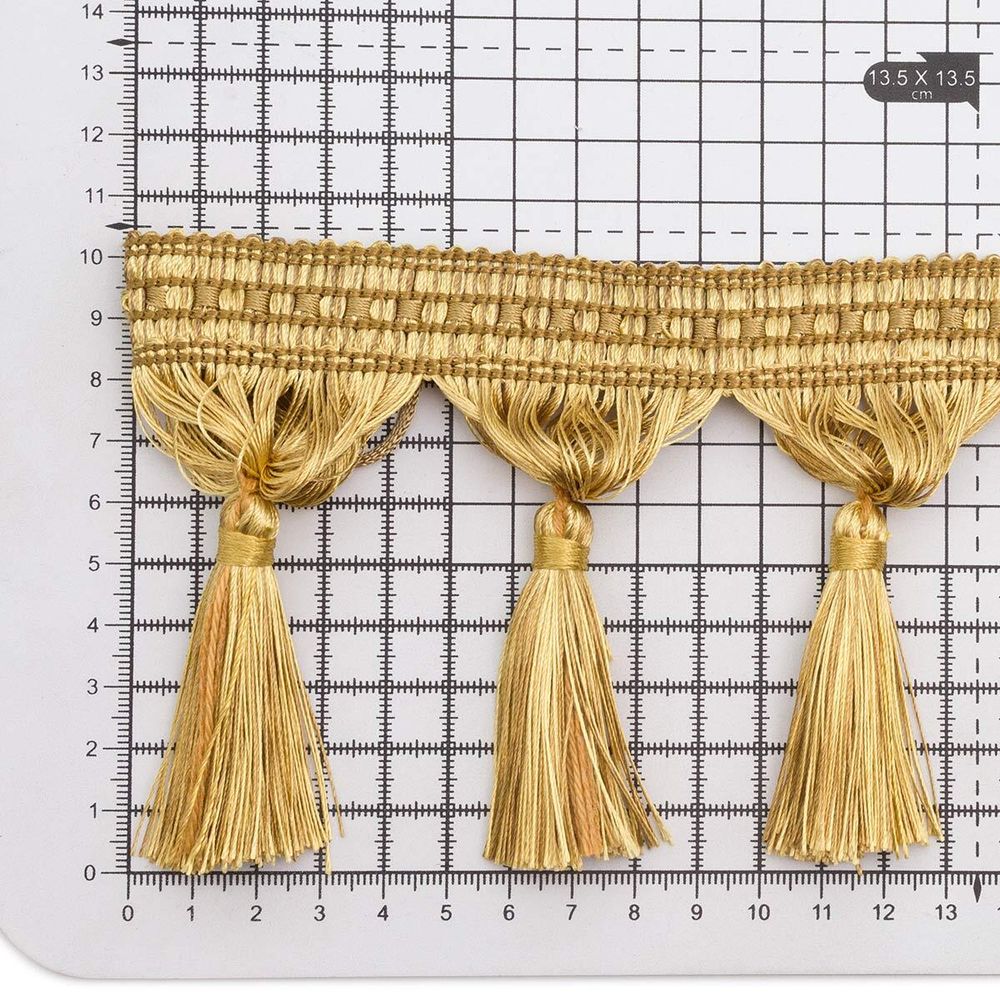 Бахрома отделочная широкая 115.0 мм / 25 метров, с кистями 112 золотистый