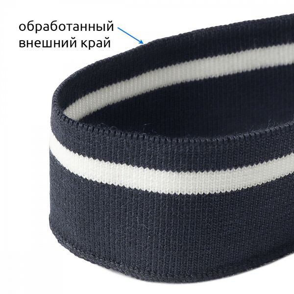 Подвяз (довяз) трикотажный 3.5х80 см, т.синий с белой полосой, 100% п/э, 5 штук