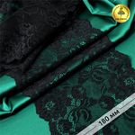 Кружево бельевое эластичное 180 мм / 25 м, цв.03 черный, Kruzhevo