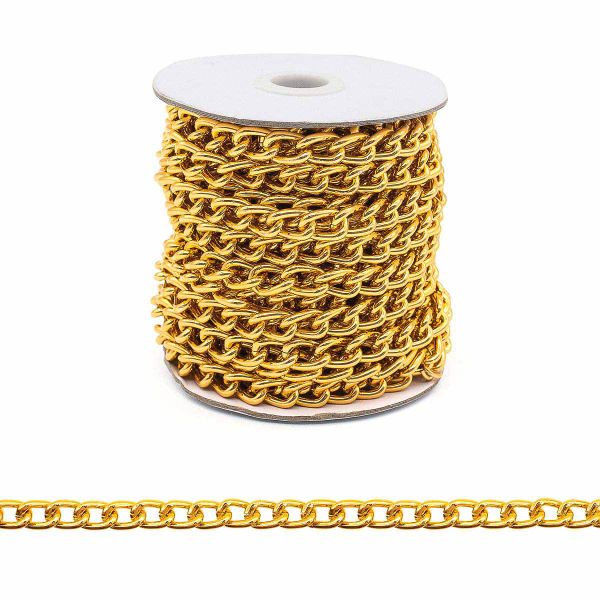 Цепь алюминиевая 15,3х10 мм, 10 м, золото