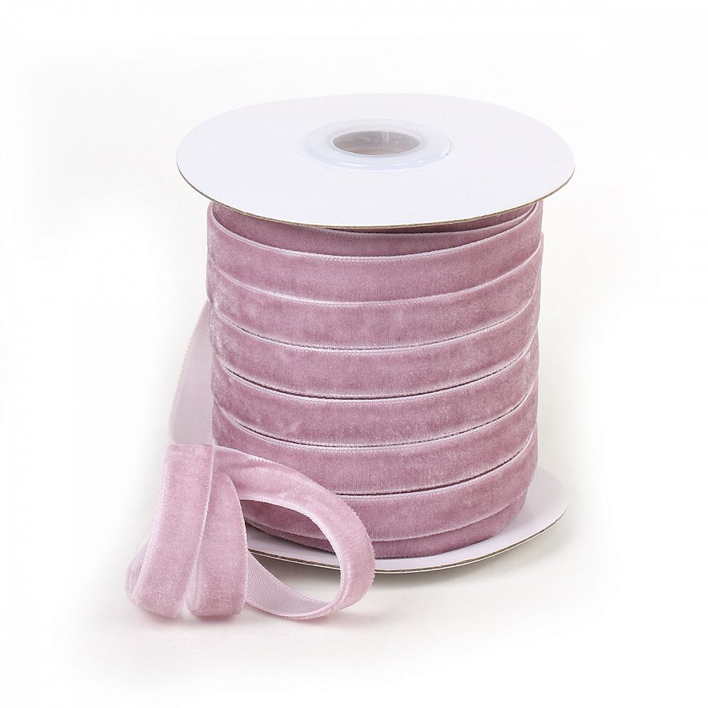 Лента бархатная (тесьма) 10.0 мм / 22.86±1 метров, арт.10VR73 нейлон цв.сиреневый