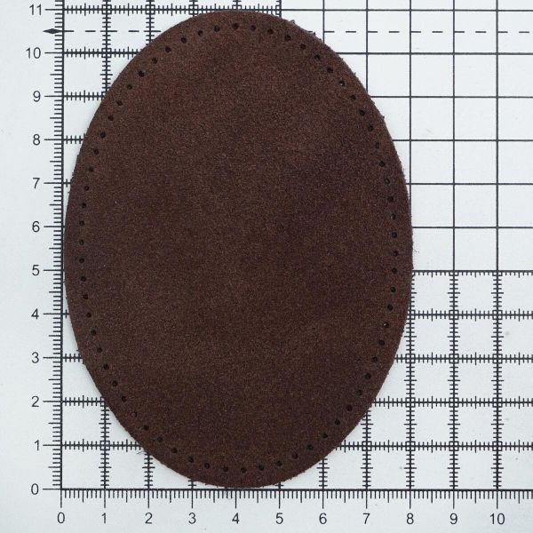 Заплатки пришивные из замши, овал 8х10,9см с перфорацией, 2 шт, 100% кожа, 21 темно-коричневый, 59124