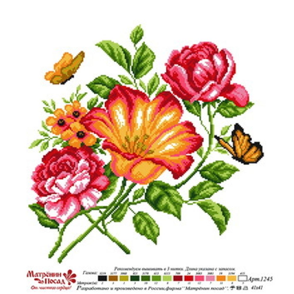 Рисунок на канве Матренин Посад 41х41 - 1245 Цветочный каприз