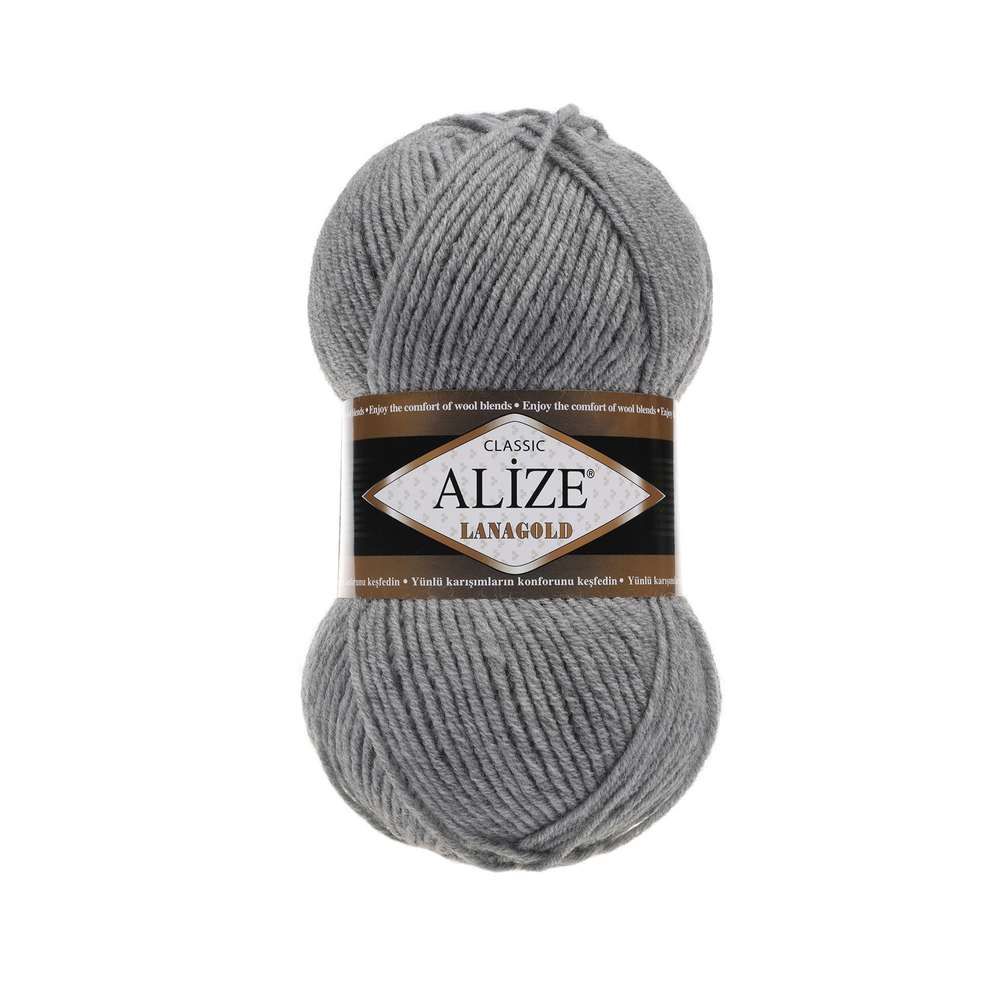 Пряжа Alize (Ализе) Lana Gold / уп.5 мот. по 100 г, 240м, 021 серый меланж
