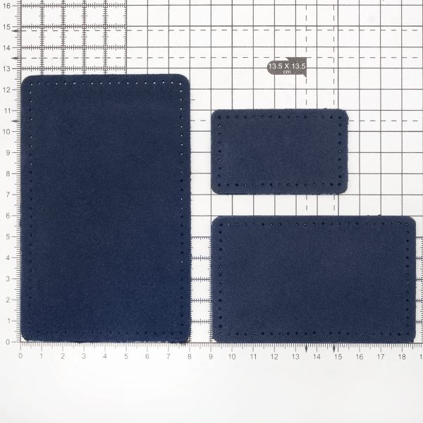 Набор заплаток пришив. из замши, прямоуг-к 4х6,4см, 6х9,6см, 8х12,7см, с перфорацией, 3 шт (22 темно-синий), 59403