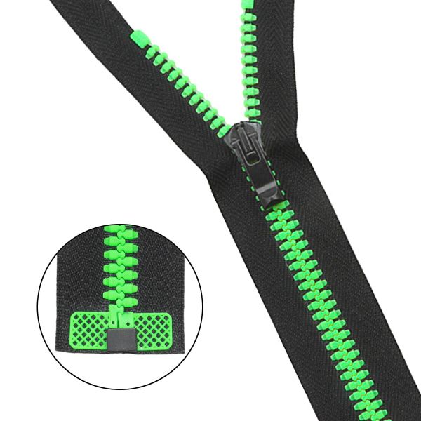 Молния трактор Arta Т5 (5 мм) 1 зам., разъем., 80 см, Neon, разъем., цв. 2076 -F цв. 077 черный / 049 яр.салатовый, уп.5 шт