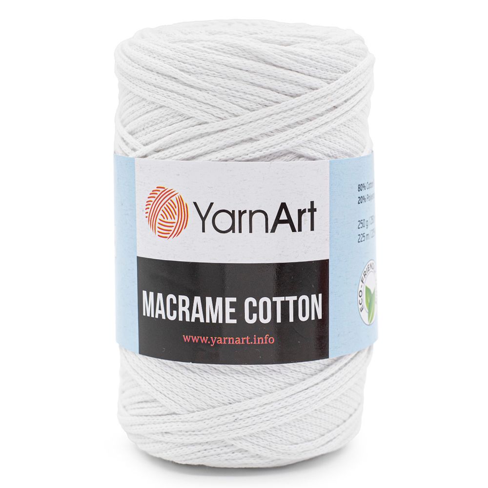 Пряжа YarnArt (ЯрнАрт) Macrame Cotton / уп.4 мот. по 250 г, 225м, 751 белый
