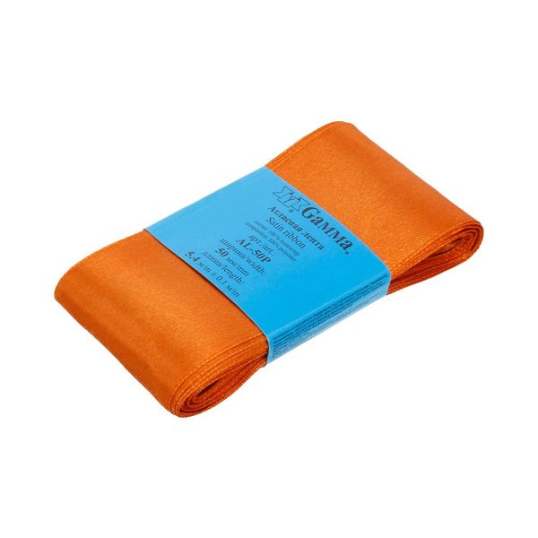 Лента атласная 1-сторонняя 50.0 мм / 5 шт по 5.4 метра, №149 рыжий, Gamma AL-50P