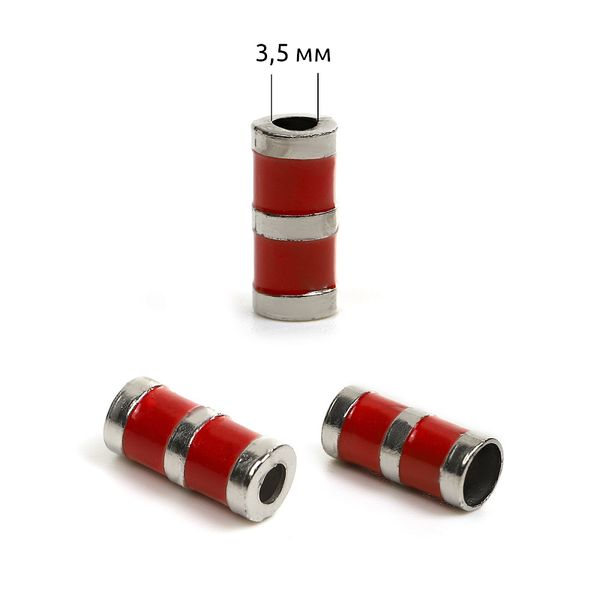 Наконечник для шнура металл TC28 отв.3,5 мм, цв.красный/серебро уп. 50 шт