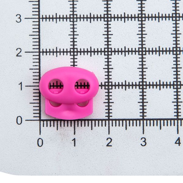 Фиксатор (зажим) для шнура пластик 2 отв., ⌀4.0 мм, 14х17 мм, овал малый ПП, розовый, 100 шт