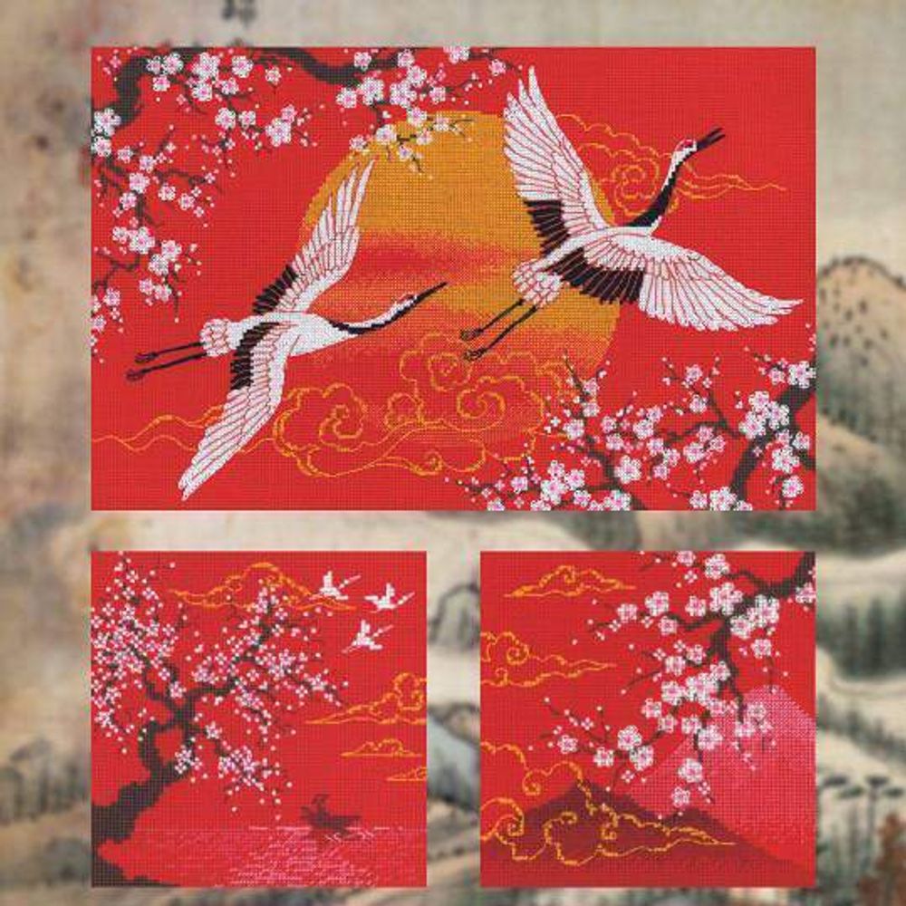 Набор для вышивания нитками Риолис, Поднебесная. Горы 15х15 см