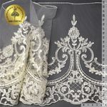 Кружево на сетке широкое 230 мм, диз. 232, цв.W1515 молочный уп. 13.71 м, Kruzhevo