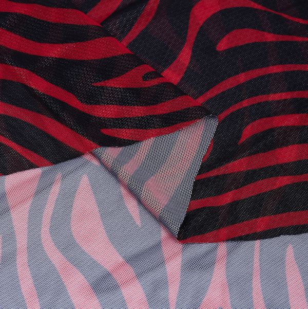 Сетка бельевая эластичная 100 г/м², шир.160 см / 3 метра, принт Зебра, цв.красный+черный /SZ025816.04/
