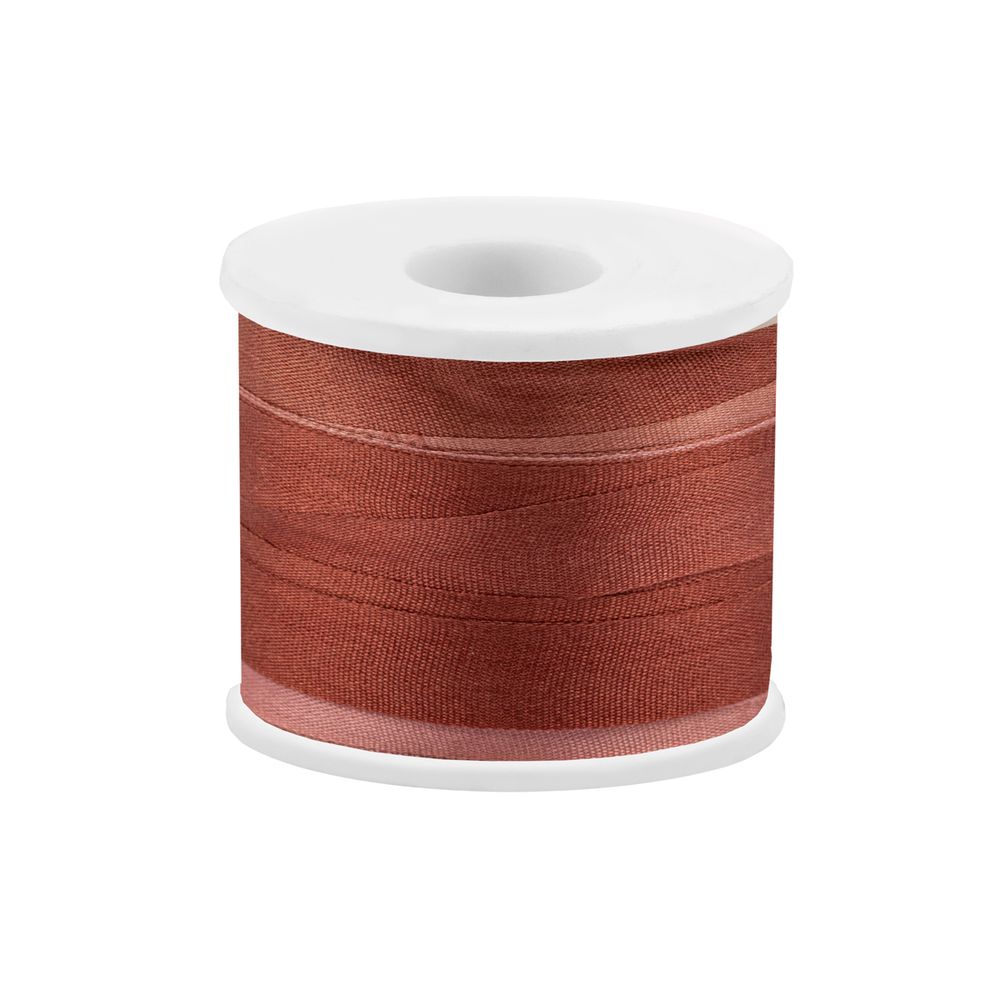 Лента (тесьма) шелковая 7.0 мм / 45.5±0.5 метров, M047 св. коричневый/коричневый, Gamma SRM-7