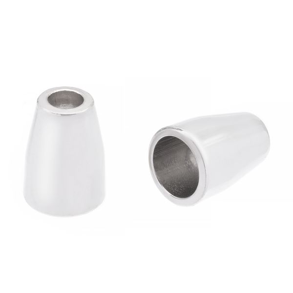 Наконечник для шнура пластик 12.2х9 мм, отв.3.8 мм, 50 шт, серебристый, PNK01