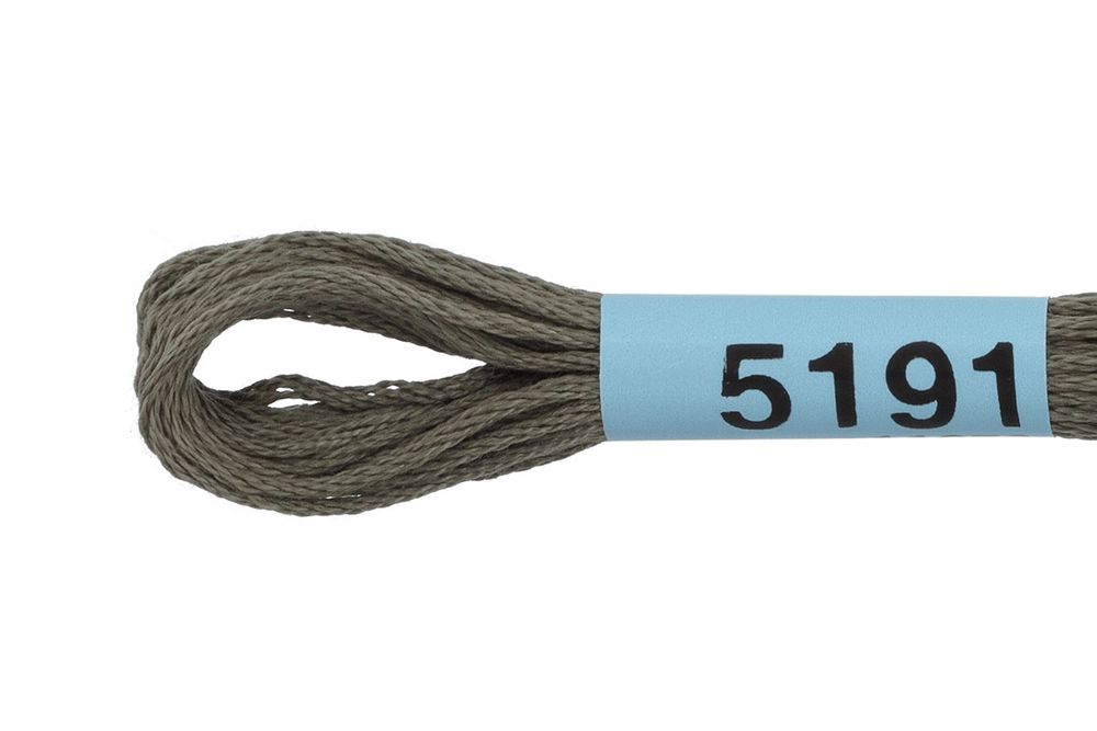 Мулине Gamma 100% хлопок, цв.5191 серо-зеленый, 24 мотка по 8 метров