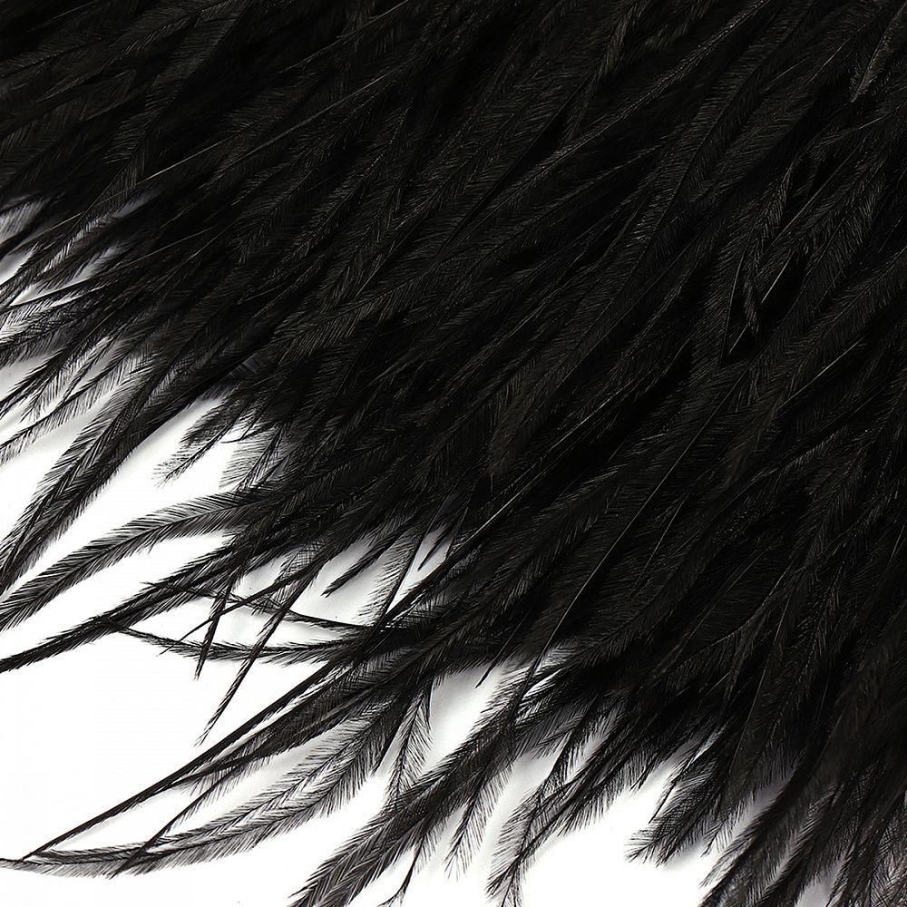 Перья на ленте декоративные Страус FBY-15-100 15см черный уп.2м