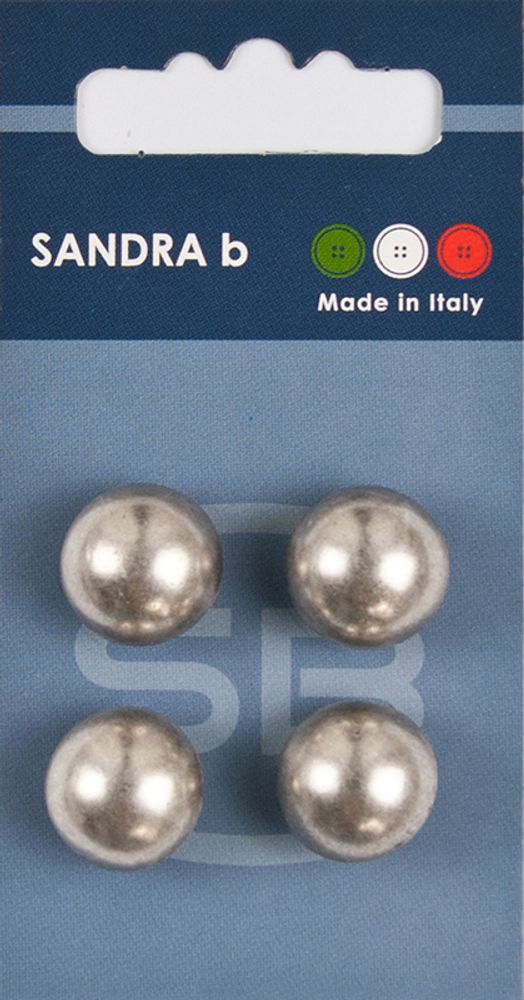 Пуговицы Sandra, 15 мм, 4 шт, металл, серебряный (2)