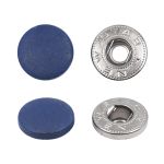 Кнопка Альфа (S-образная) ⌀15.0 мм, ≈720 шт, шляпка пластик + отв.части МЕТАЛЛ, 569 т.синий + отв.части чер.никель, NEW STAR