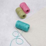 Шпагат джутовый ⌀1.4 мм / 50 метров (50 г), 2-ниточный, 1200 текс, евробобина, 3 шт, ассорти 1 (оливковый, розовый, бирюзовый)