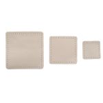 Набор заплаток пришивных из кожи, квадрат 4см, 6см и 8см, с перфорацией, 3 шт, 100% кожа (06 бежевый), 9402