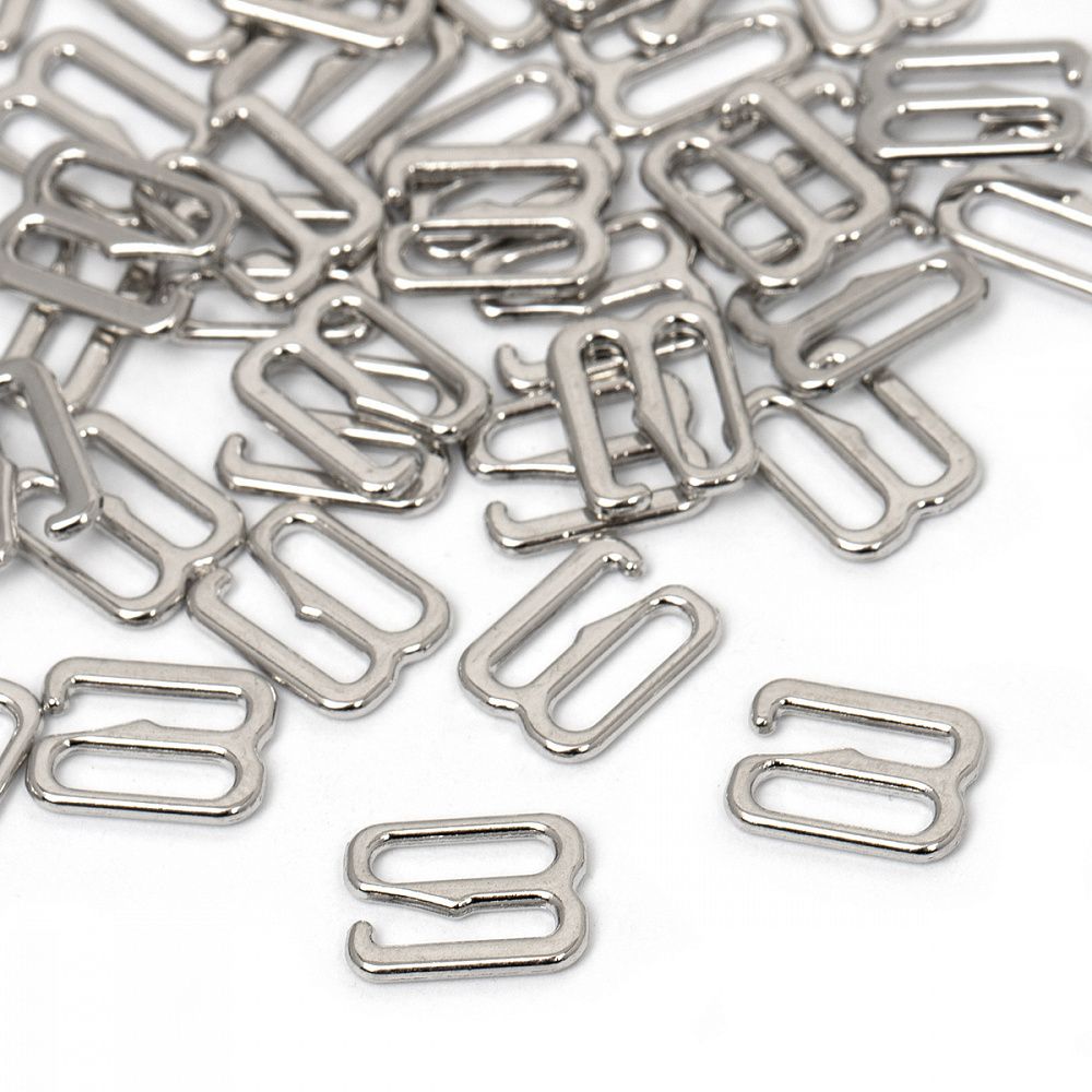 Крючки для бюстгальтера металл 8.0 мм, 908 цв.никель, уп.100 шт