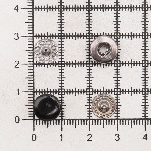Кнопка Альфа (S-образная) ⌀10.0 мм, ≈1440 шт, МЕТАЛЛ, эмаль, 322 черн. глянцевый + отв.части черн. никель, ВТ-2, NEW STAR