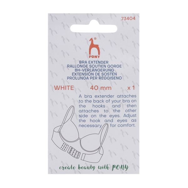 Удлинитель застежки для бюстгальтера 3*2, 40 мм, белый, 1 шт, Pony, 73404